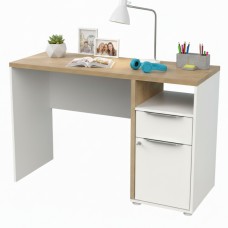 Mesa Escritorio Acces Roble Hamilton Y Blanco Mate 117 cm