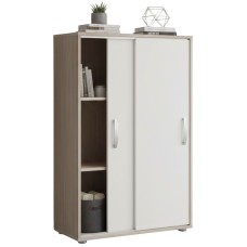 Zapatero 2 puertas correderas Blanco y Roble 68 cm