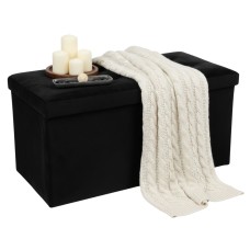 Baúl Puff Plegable Doble Lysandre Color Negro 76x38 cm