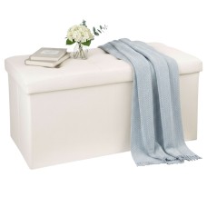 Baúl Puff Plegable Doble Lysandre Color Beige 76x38 cm