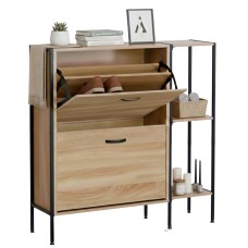 Mueble Zapatero Recibidor 2 Puertas Sticky Roble Cambrian y Negro 88 cm