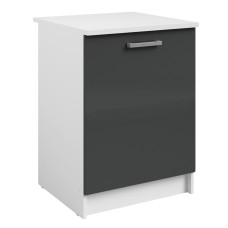 Módulo Cocina Inferior Vetro 1 puerta Gris Brillante y Blanco 60x60 cm