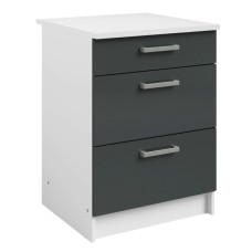 Módulo Cocina Inferior Vetro 3 Cajones Gris Brillante y Blanco 60x60 cm