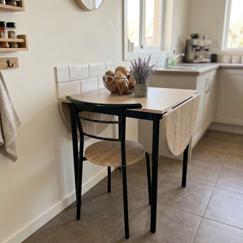 Conjunto Mesa y 2 Sillas Roble y Negro Butterfly