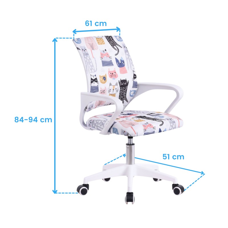 Silla Juvenil Dibujos Gatos cotas