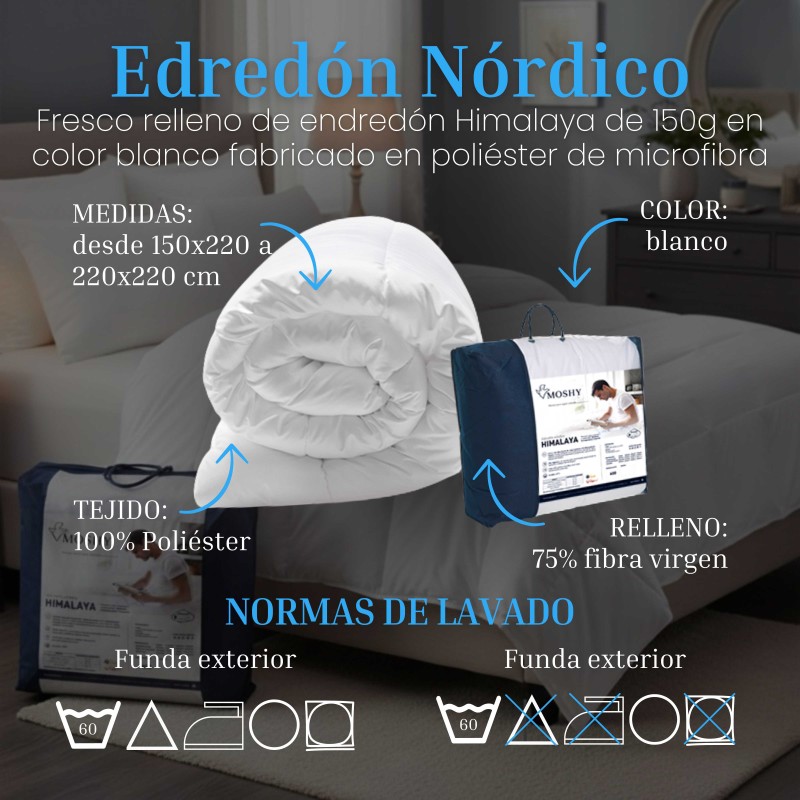 Edredón Nórdico Relleno Himalaya Blanco 150 G