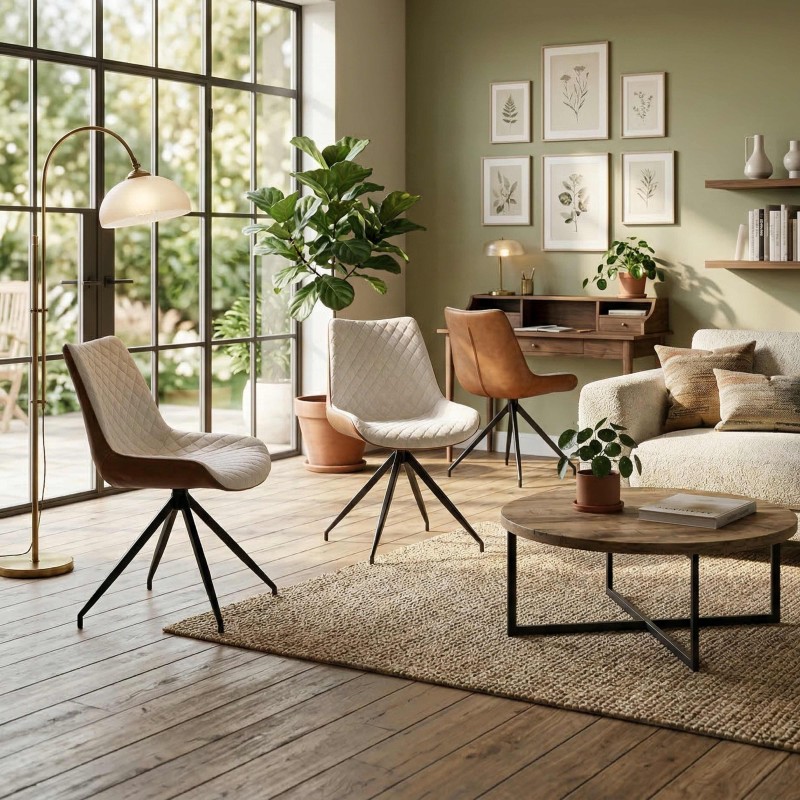 Silla Comedor Fraga Color Beige Y Marrón