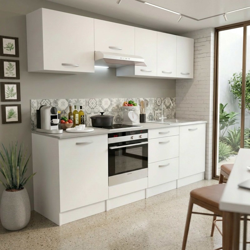 Cocina modular Eko blanco mate 8 muebles 240 cm