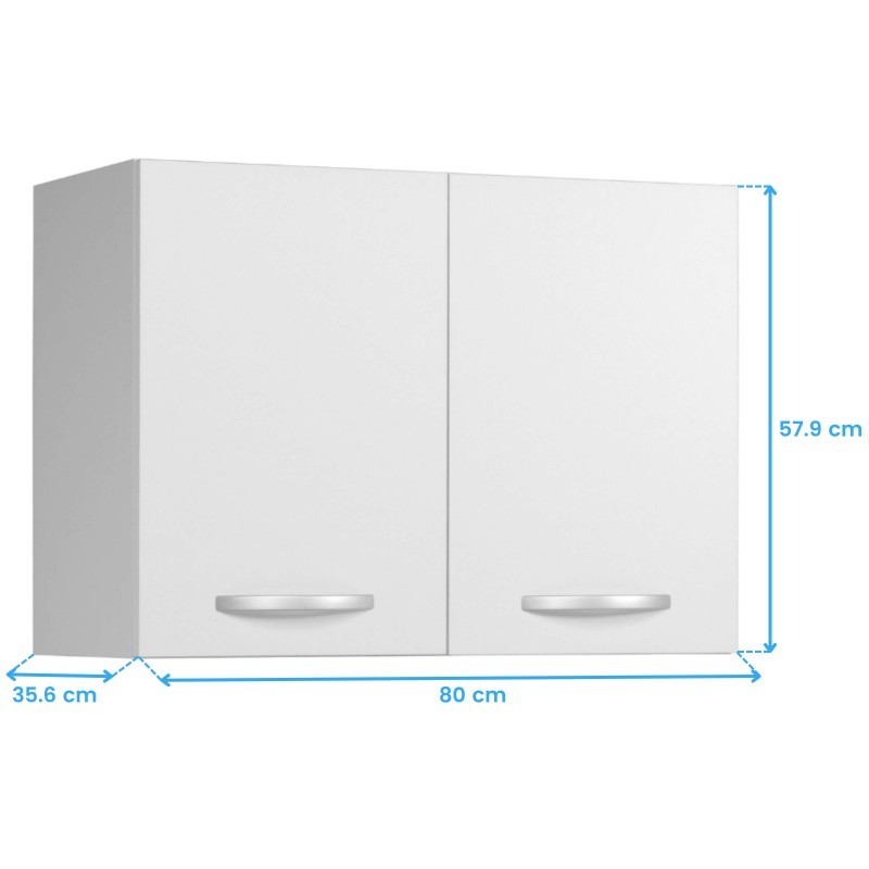 Módulo superior cocina Eko 2 puertas color blanco 80x36 cm medidas
