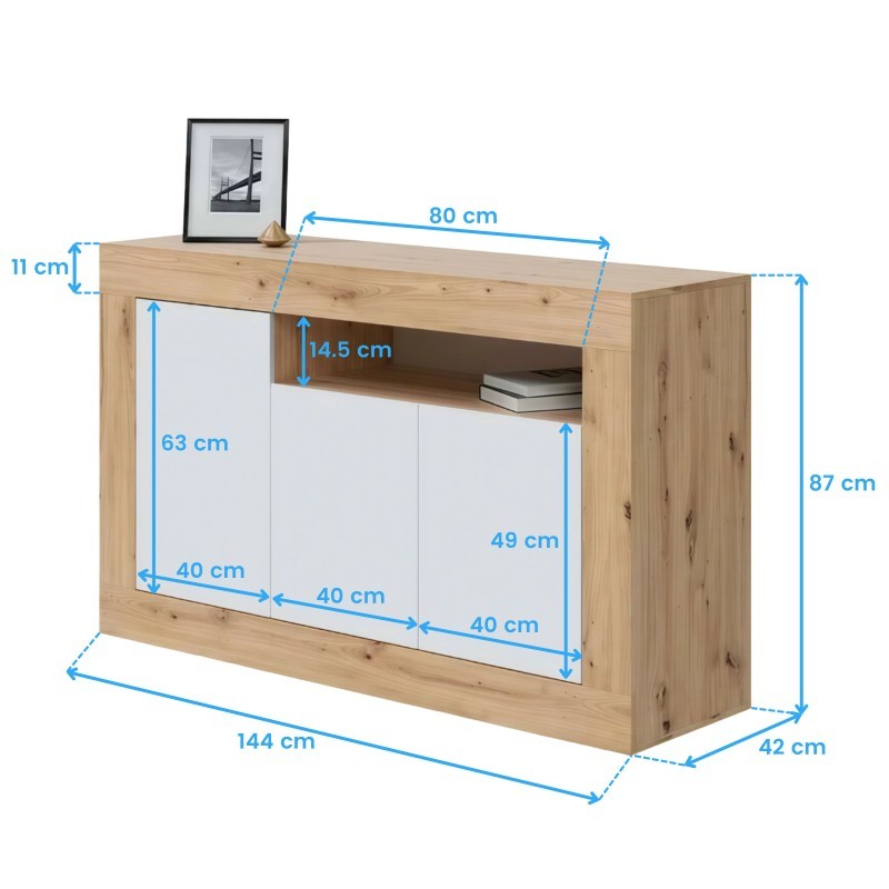 Pack Oficina Juvenil Noa Estilo Moderno Color Roble Nodi Y Blanco Artik