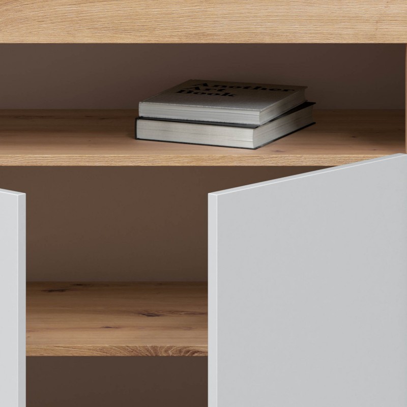 Pack Oficina Juvenil Noa Estilo Moderno Color Roble Nodi Y Blanco Artik