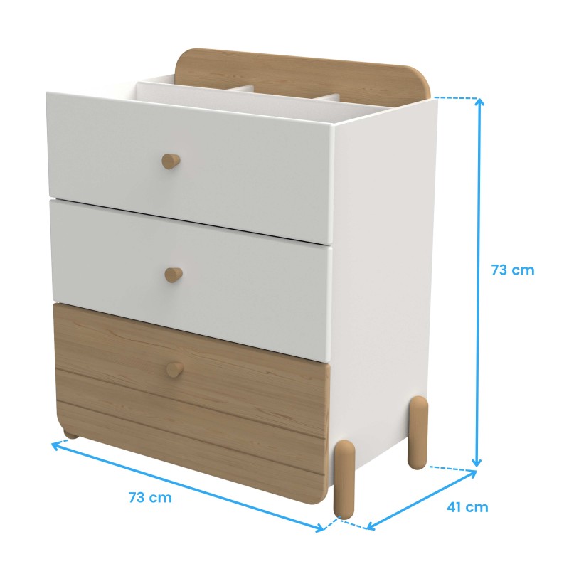 Cómoda Juvenil Edaj 3 Cajones Roble y Blanco Estilo Moderno 73x82 cm Cómoda Juvenil Edaj 3 Cajones Roble y Blanco Estilo Moderno 73x82 cm