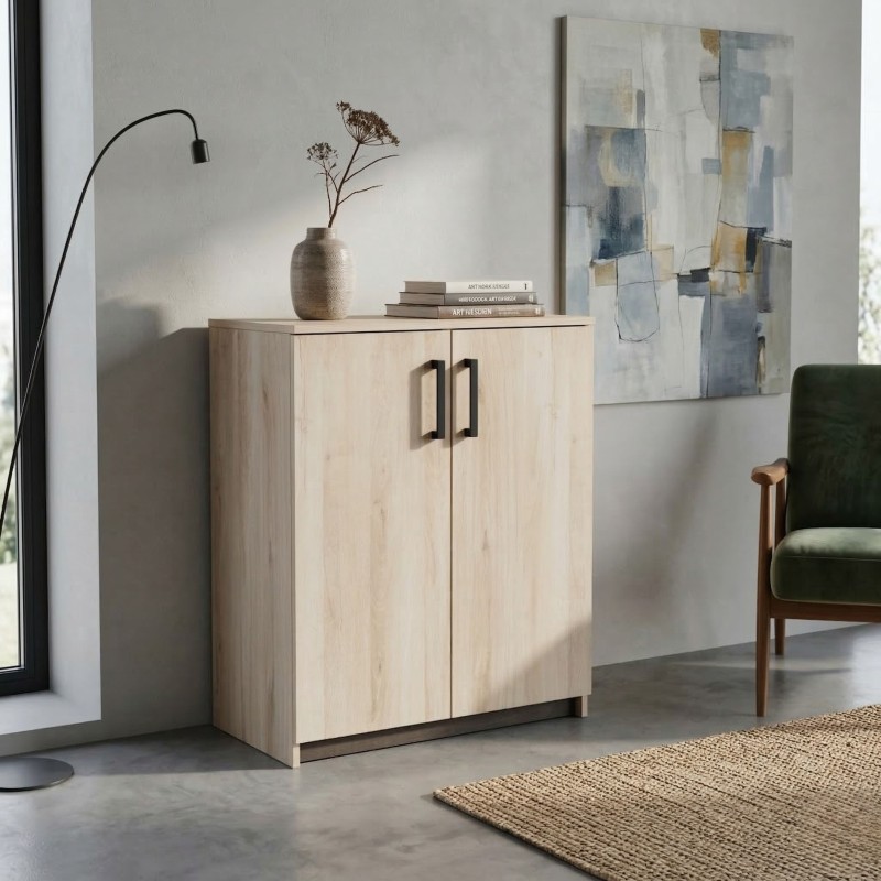 Mueble Auxiliar Organizador Watson Color Roble Waterford y Roble Kronberg 73x95x41 cm Mueble Auxiliar Organizador Watson Color Roble Waterford y Roble Kronberg 73x95x41 cm