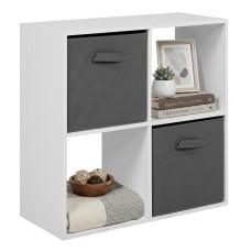 Estantería Baja Abril Cuadrada Blanco Mate y Gris 60x60x28 cm