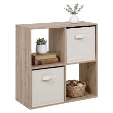 Estantería Baja Abril Cuadrada Roble Sonoma y Beige 60x60x28 cm