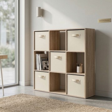 estanteria 5 cajones roble ambiente