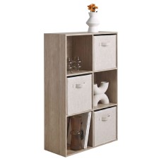 Estantería Baja Abril Rectangular Roble Sonoma y Beige 60x89x28 cm