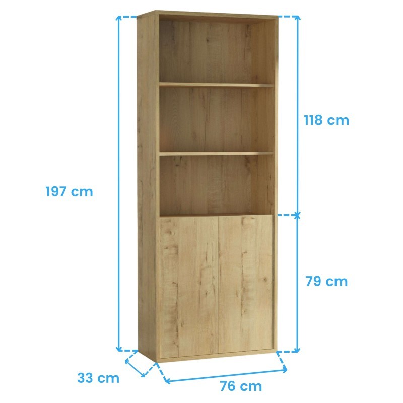 Pack Muebles Despacho Oficina 4 Escritorios, 3 Estanterías de Diferente Tamaño, 1 Aparador y 1 Librería en Roble Gold