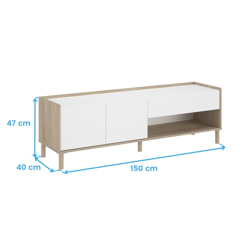 Pack 4 Muebles de Salón Estilo Nórdico Color Roble Japonés y Blanco
