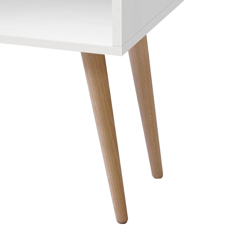 Mesita De Noche Yao Moderna Blanco Y Haya 43x50 cm