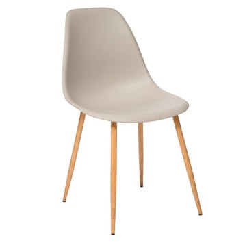 Sillas Taho Estilo Nórdico de Salón Color Beige y Madera Claro Pack de-4