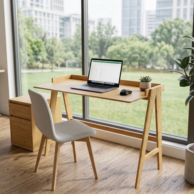 Escritorio Take Bambú Color Marrón 107 cm