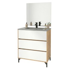 Mueble de Baño con Patas Elba 80 cm blanco Mate y roble kraft (Lavabo opcional)