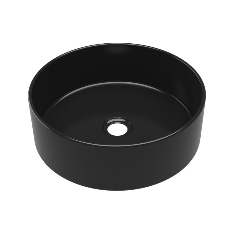 Lavabo Sobre Encimera Polaris Lavamanos Cerámico Cilíndrico Negro 36 cm