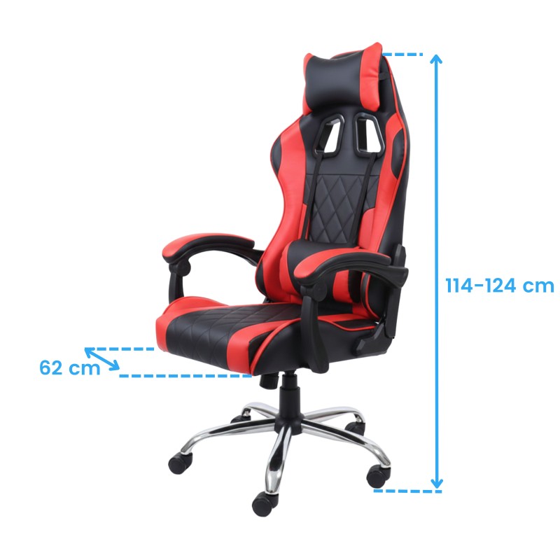 Silla Gaming Roja y Negra cotas