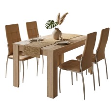 Conjunto Mesa Comedor con 4 Sillas Color Roble Canadian