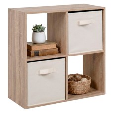 Estantería Baja Abril Cuadrada Roble Sonoma y Beige 60x60x28 cm