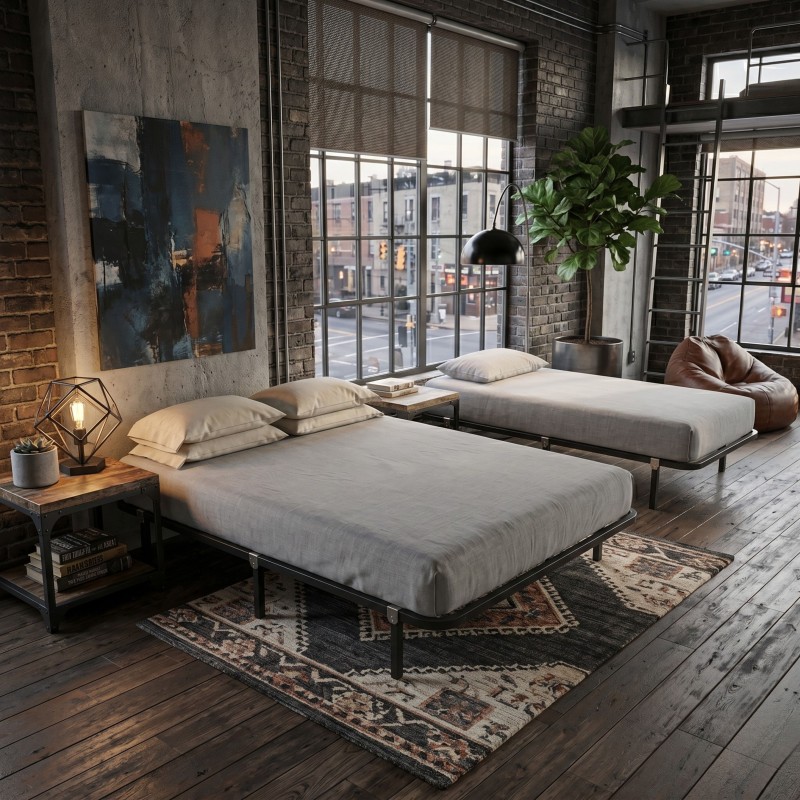 Somier de Láminas 30x30 mm Conjunto 150x190 y 90x190 (Con Patas)