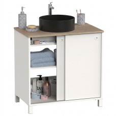 Mueble de Baño con Patas Sella Blanco y Cambrian 81 cm (Con Lavabo Negro)
