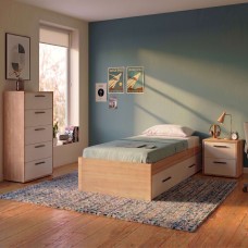Habitación Juvenil Nórdica Color Roble Cambrian y Blanco Mate