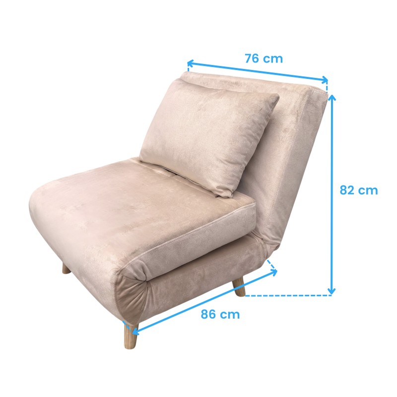 sillon cama individual beige cotas