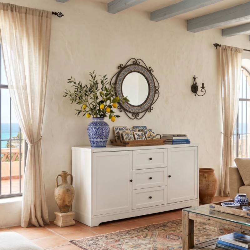 Aparador Salón Ottavia Estilo Contemporáneo 2 Puertas Color Blanco Mate 120 cm