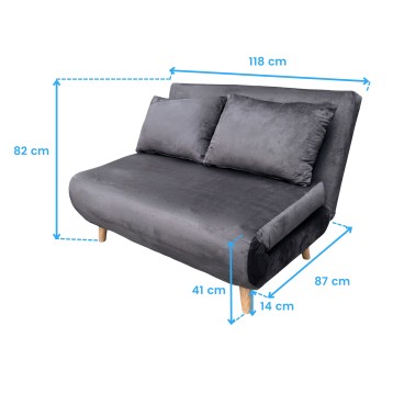 sofa cama gris oscuro cotas