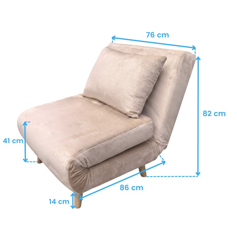 sillon cama individual beige cotas