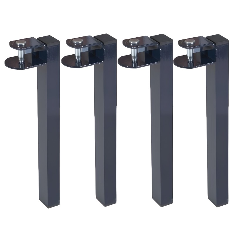 Juego de 4 patas metálicas grises con repisa negra y tubo cromado para muebles