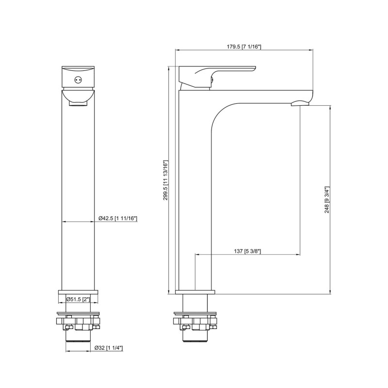 Grifo para Lavabo Alto Monomando Misisipi Cromado