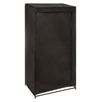 Armario textil negro con estructura metálica y puerta con cremallera