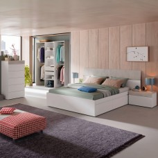 Muebles Dormitorio Matrimonio Estilo Industrial Gris Cemento y Blanco