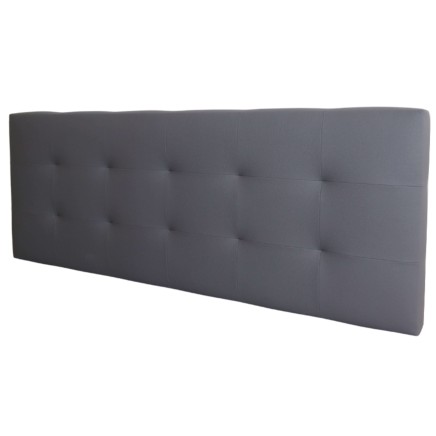 Cabecero tapizado gris oscuro con diseño acolchado y panel rectangular de gran tamaño