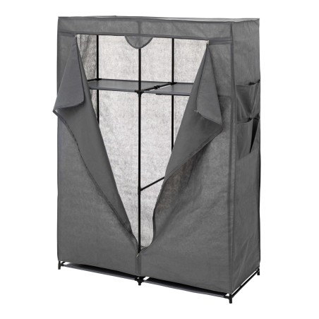 Armario textil gris con estructura metálica y cortina frontal tipo tienda plegable