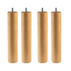 Juego de Patas para Somier Redondas Madera Haya (Pack 4)