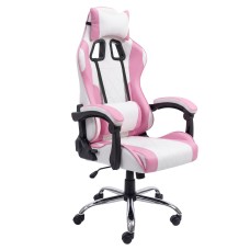 Silla Gaming Legend Con Cojín Lumbar Rosa y Blanco
