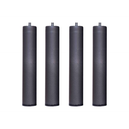 Juego de cuatro patas cilíndricas gris oscuro con tornillo de rosca para muebles