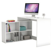 Mesa Escritorio Moderno Con Estanteria Baja Color Blanco 112 cm