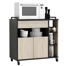 Mueble auxiliar Microondas roble negro 79x79 cm