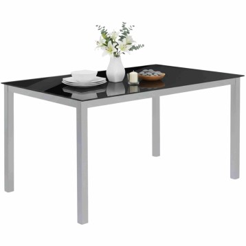 Mesa Cadell Cristal Color Negro Con Estructura De Metal 140x90 cm